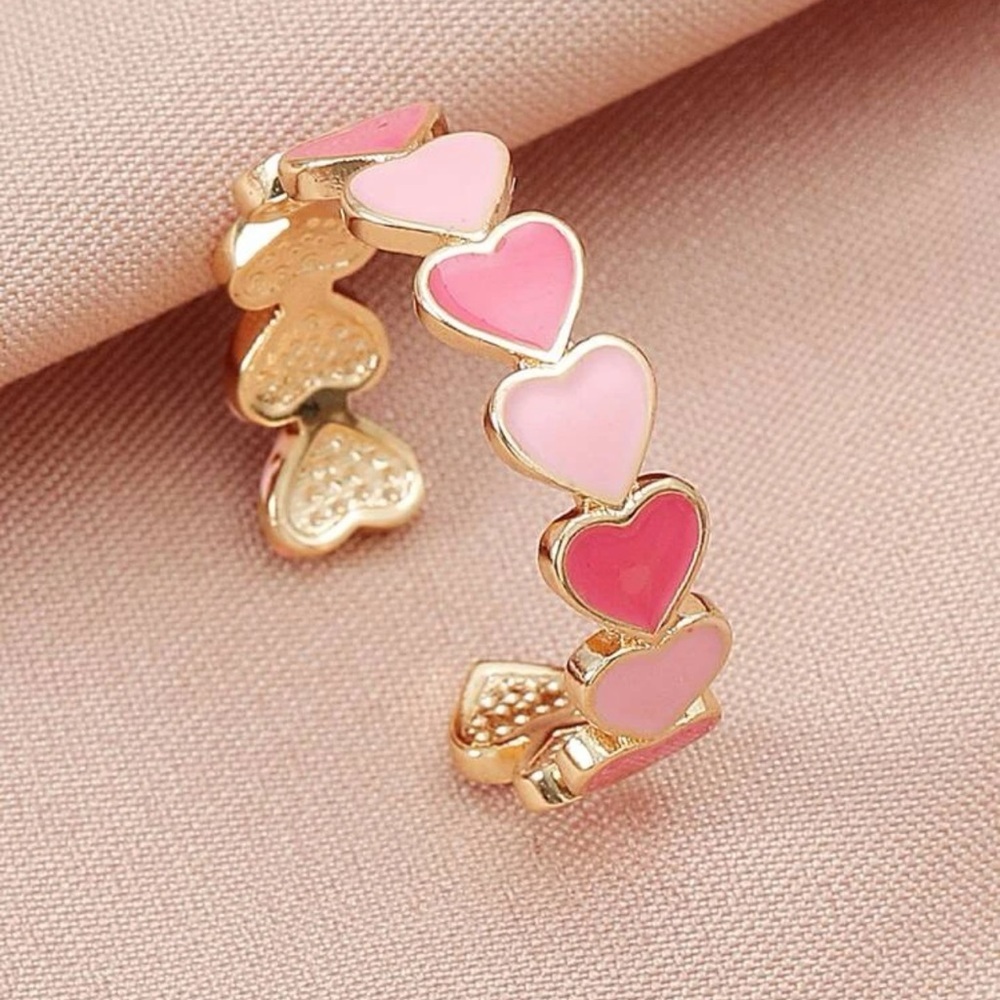 Pink Hearts Cuff Ring 3 pack